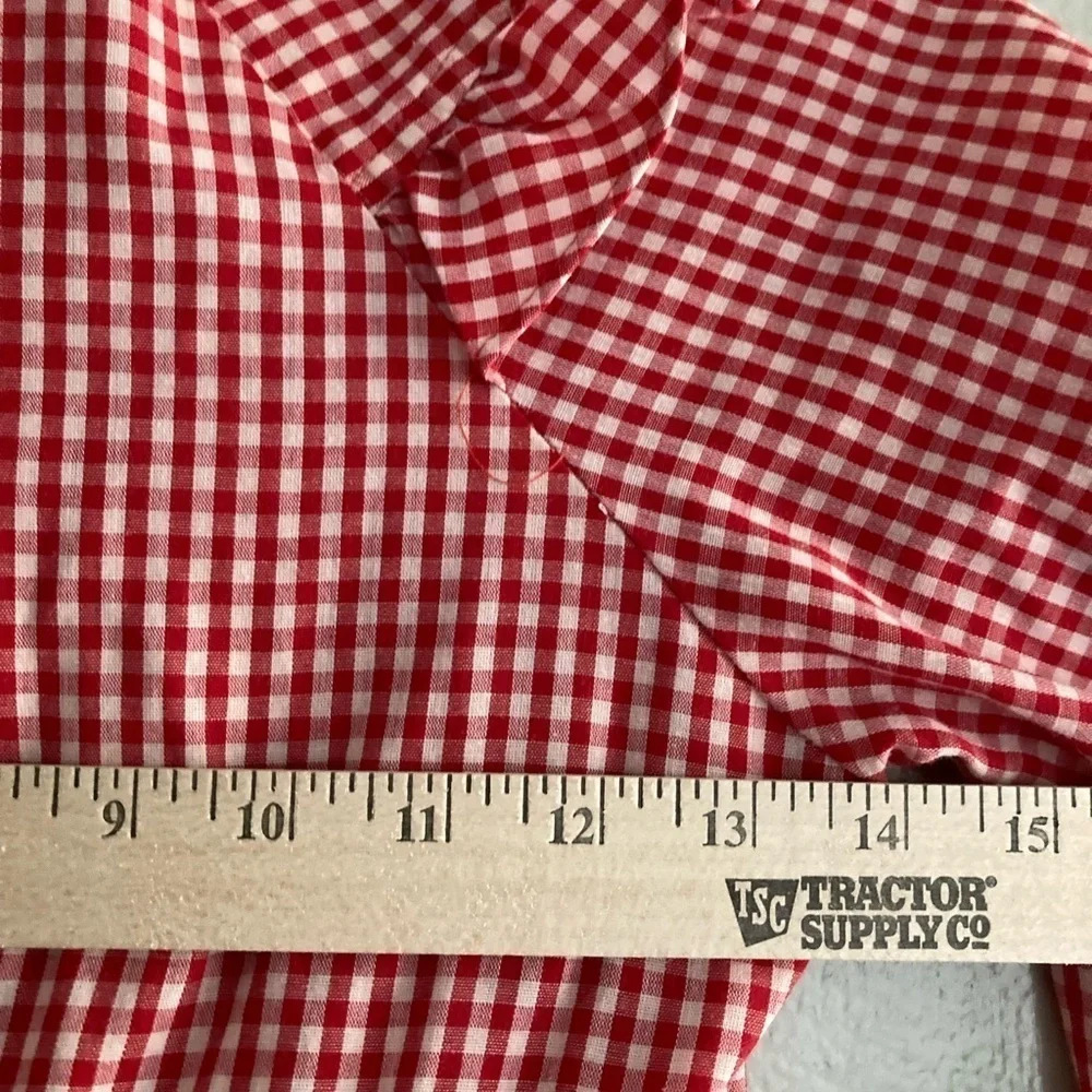 Vintage 70s girl's Cinderella Stop the Press red checkered dress Long Sleeve